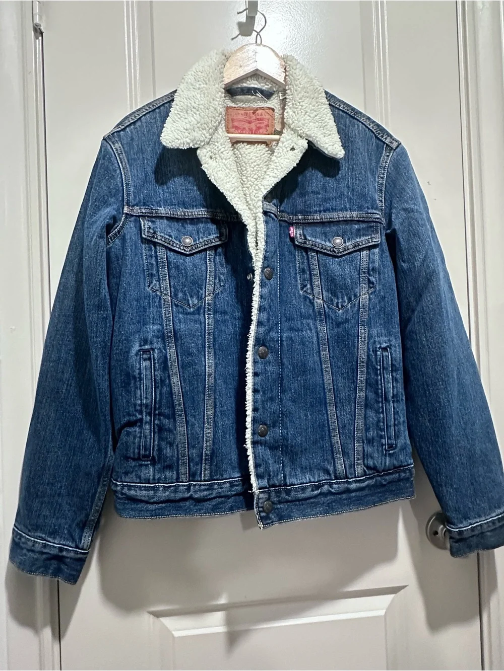 Levi's Blue Denim Jacket with Cream Sherpa Collar